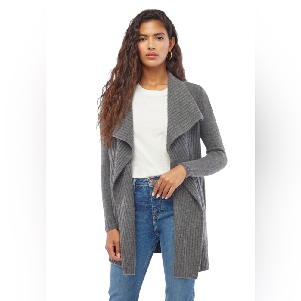 Just Fab Womens Draped Front Ribbed Gray Cardigan in a size L NWT